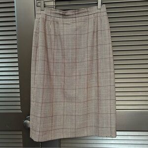 Vintage Louis Feraud 100% Wool Plaid Pencil Skirt, Made in West Germany, Size 12